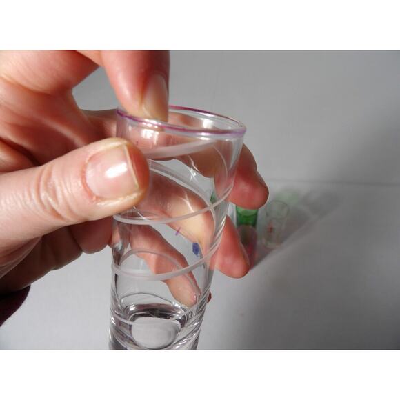 Mikasa Cheers Shot Glasses Mixed Lot Colored & Clear Etched Set of 5 READ - Picture 9 of 10